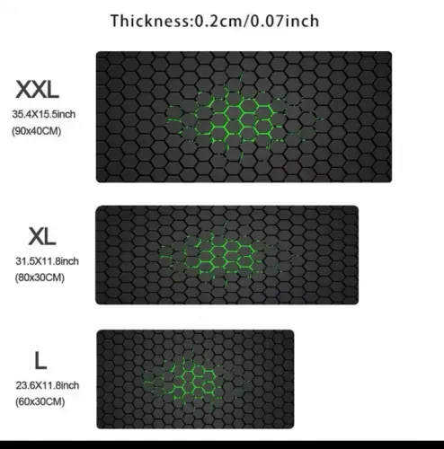 Mousepad Gamer XXL 80x30cm - Hexágono Verde