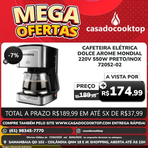 Cafeteira Elétrica Dolce Arome Mondial 220v 550w Preto/inox - C-43-20X-SI