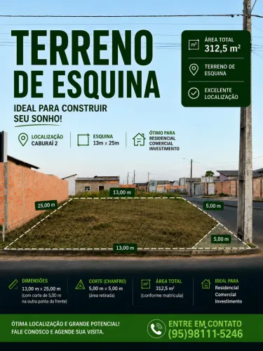 VENDO TERRENO DE ESQUINA E AVENIDA CABURAI 2