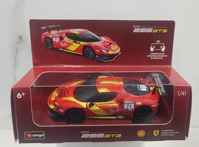 Carrinho controle remoto burago Ferrari 296 GT3