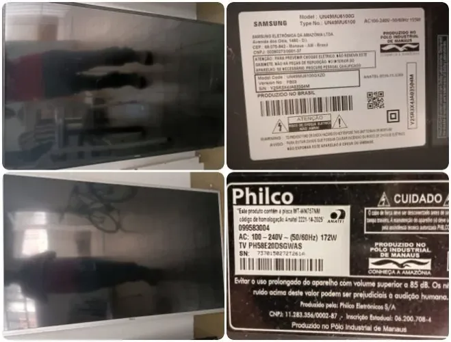 Lote 8 TVs + 2 Monitores com Defeito (Para Técnicos / Retirada de Peças ou Conserto)