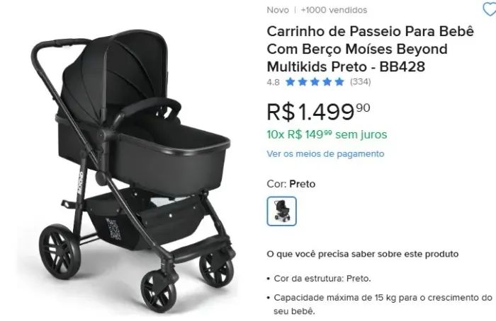Carrinho de Bebê Beyond 2 em 1 + Bebê Conforto Class - Multikids Baby