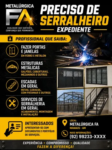 Preciso de serralheiro com experiência