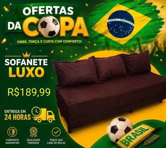 Sofanete com 3 almofadas, entrega em vinte e quatro horas