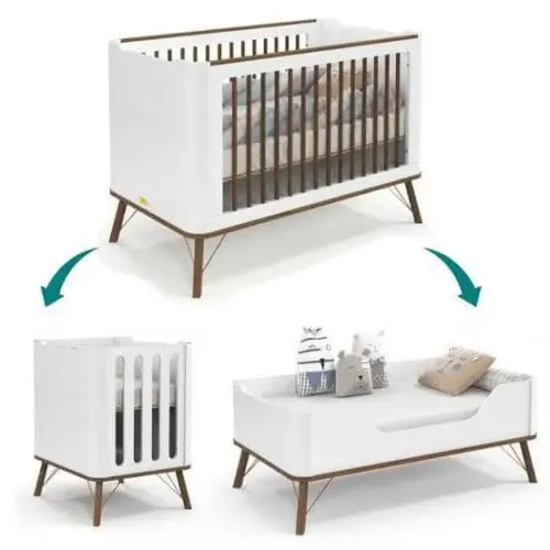 BERÇO EVOLUTIVO 3 EM 1 (COR: OFF WHITE) ALBI MATIC + COLCHÃO+PROTETOR DE COLCHÃO (USADO)