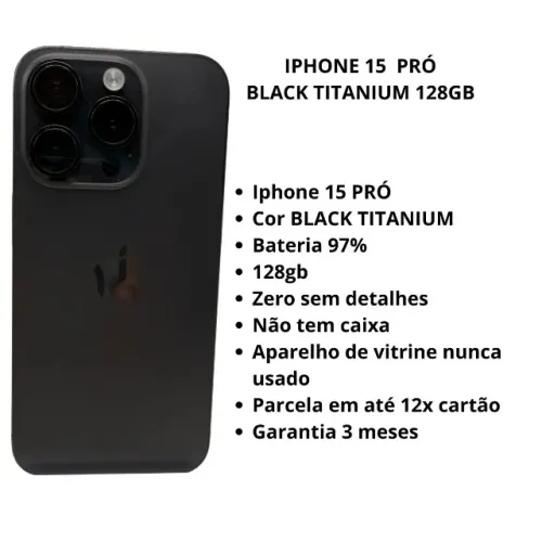 Iphone 15 Pró Black 128gb Vitrine