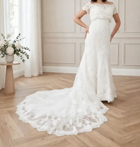 Vestido de noiva sereia renda 2 em 1