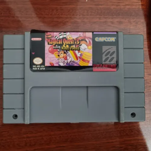 Fita SNES repro relabel Mágica Quest Mickey e Donald em japonês super Nintendo
