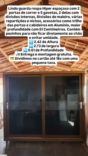 Entrega e montagem gratuita, Guarda roupa Hiper espaçoso com2 portas de correr e 5 gavetas
