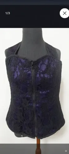 Corset roxo forrado com renda preta tamanho G