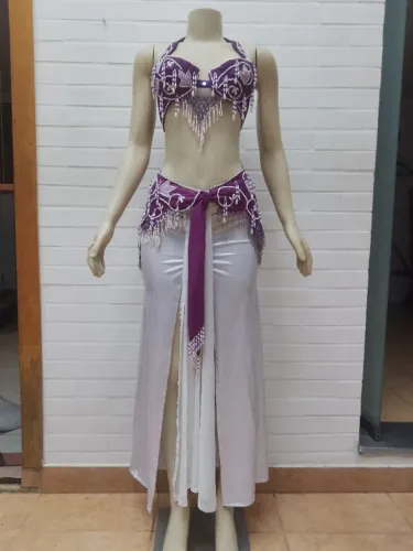 Super promoção: Figurino dança do ventre roxo fantasia deusa ninfa tamanho M