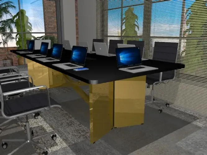 Mesa De Reunião Wing Gold Delluxe. design contemporâneo, L360cm x P110cm x A74cm