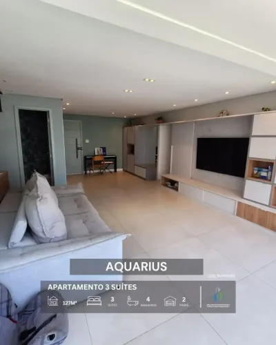 APARTAMENTO 127m² 3 SUÍTES VARANDA INTEGRADA DEPENDÊNCIA 2 VAGAS INFRA VENDE AQUARIUS