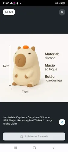 Luminária Capivara - Led Touch Capybara Night Light