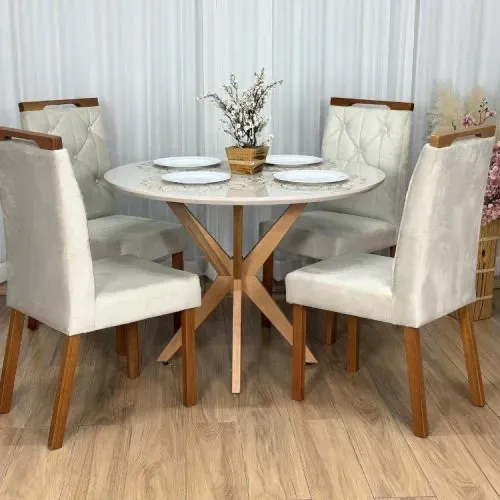 Mesa de Jantar Circular Simpatia 1.08×1.08 c/4 Cadeiras 