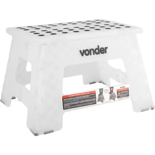 Banqueta plástica dobrável, transparente, altura 220 mm, VONDER 3540022000
