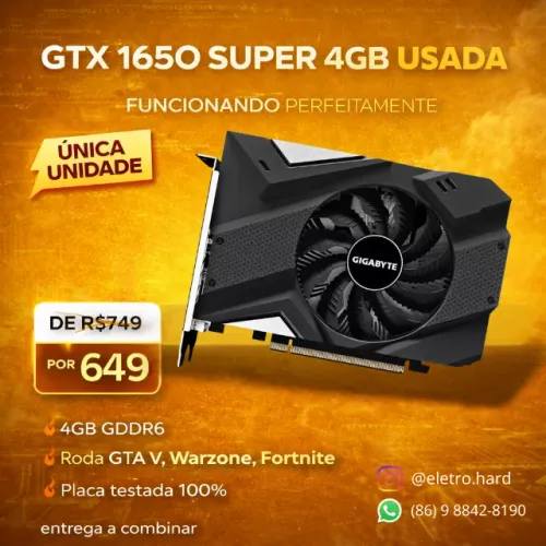 GTX 1650 Super 4GB Gigabyte - Usada - Testada - 1 Unidade