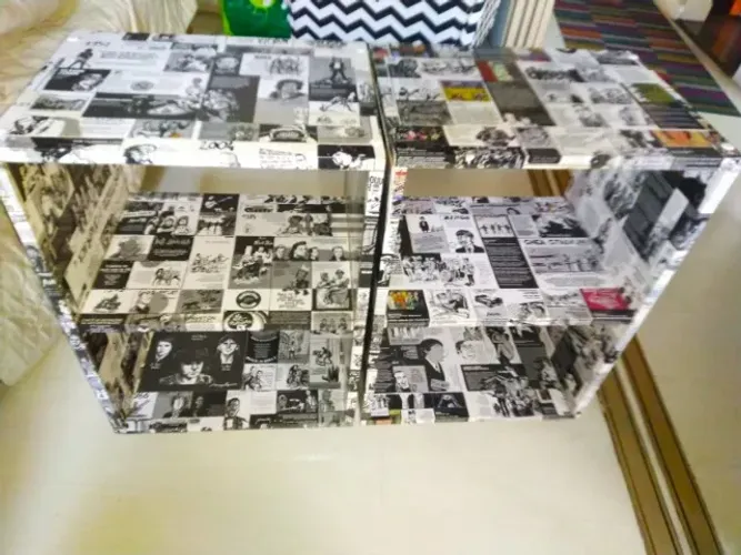 PAR CRIADOS-MUDOS MESAS DE CABECEIRAS 2 VINTAGE BEATLES ROCK PAR RODINHAS RETIRAR