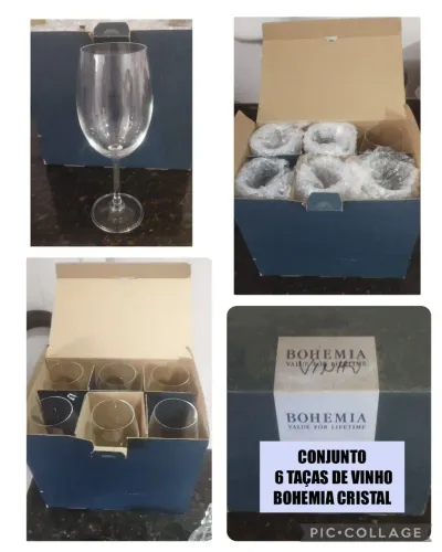 CONJUNTO 6 TAÇAS VINHO CRISTAL BOHEMIA