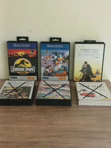Lote Raro 6 Jogos Master System Tec Toy - Sonic, Ayrton Senna, Jurassic Park, Out Run