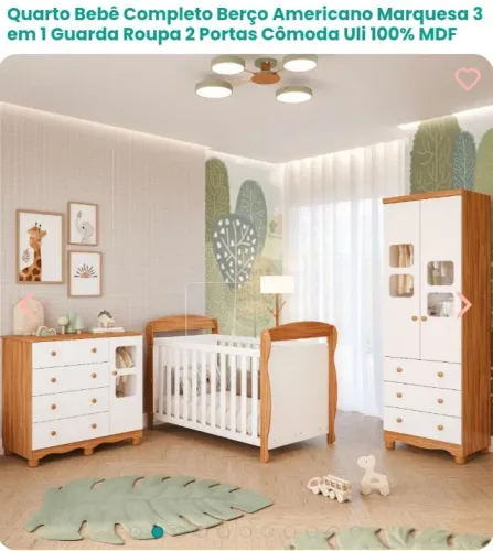 Quarto de bebê completo sendo, guarda roupa, cômoda e berço cama Americano na cor Am/ bco