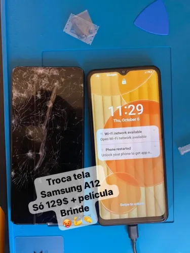 Telas na hora !? Tela Samsung a12 só 129$ + 3D brinde