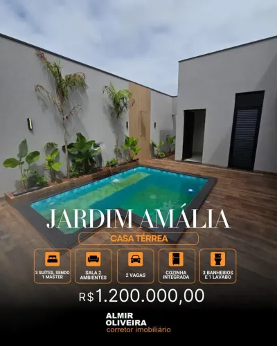 MX - Casa térrea - Jardim Amália - 03 Suítes (1 máster + closet) - Gourmet- Piscina - Sert