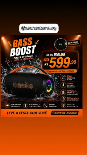 Caixa de som portátil Basike 100W