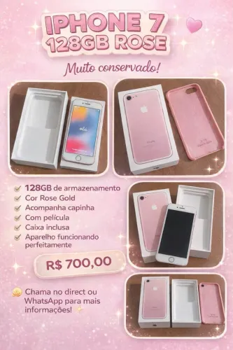 iPhone 7 - 128gb - Rosê - conservado