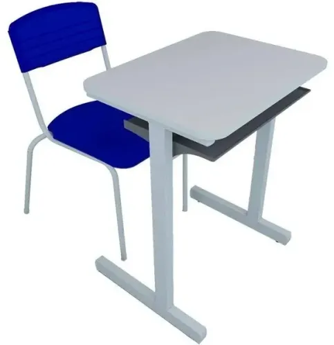 Conjunto escolar - aluno - mesa e cadeira - tipo FNDE - CJA06 azul