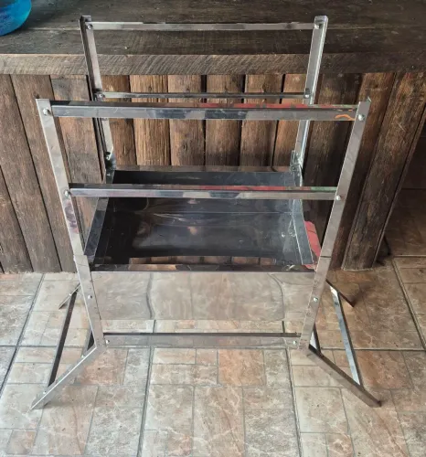 NOVIDADE, CHURRASQUEIRA DOBRÁVEL TODA EM INOX...