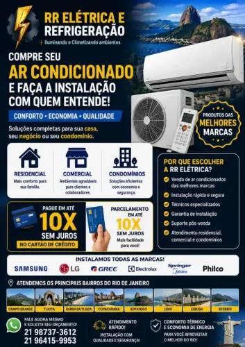 Instalação de Ar condicionado em 10 x s/ juros