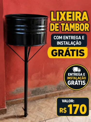 Lixeira redonda média com entrega e instalação grátis