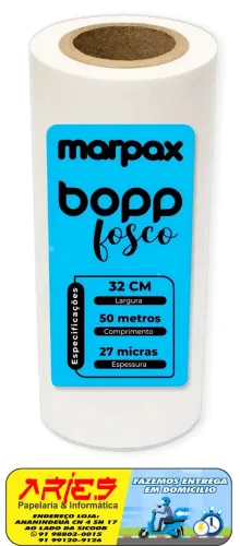 BOPP FOSCO PARA LAMINAÇÃO A3 27 MICRAS 32 CM X 50 METROS MARPAX BO0461