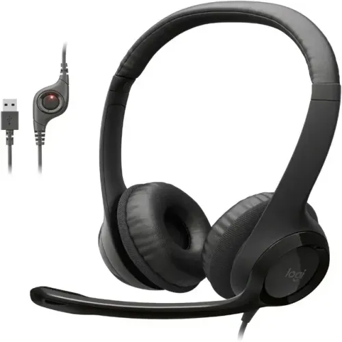 Headset Logitech H390, Conector USB, Microfone Integrado, Controle de Volume, Preto