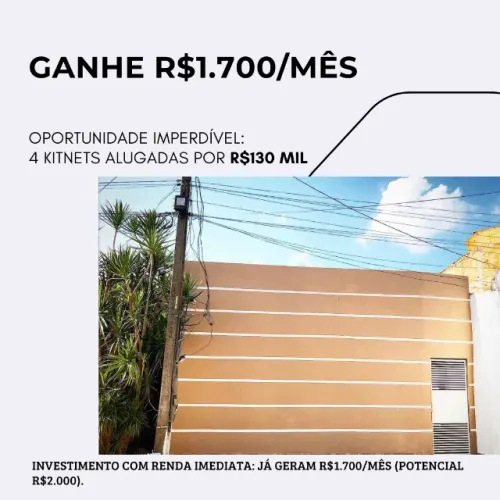 Oportunidade Imperdível: 4 Kitnets Alugadas por R$130 mil