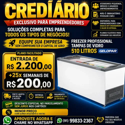 Crediário- Freezer Horizontal 2 Portas de Vidro