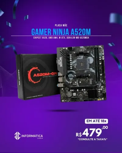 PLACA MÃE GAMER NINJA A520M