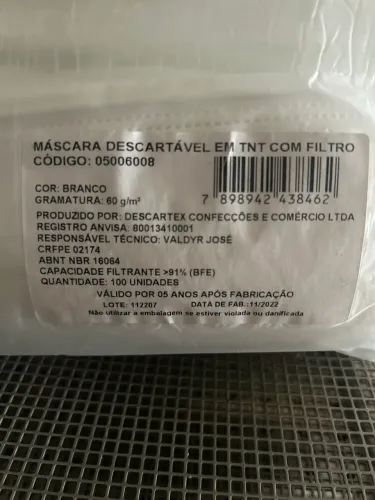 Máscaras TNT descartável