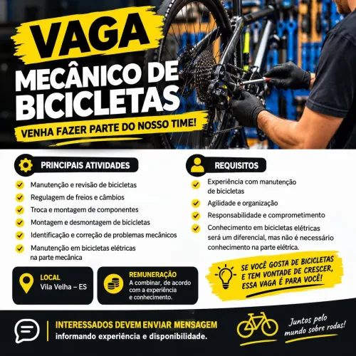 Vaga de Mecânico de Bicicletas - Vila Velha/ES