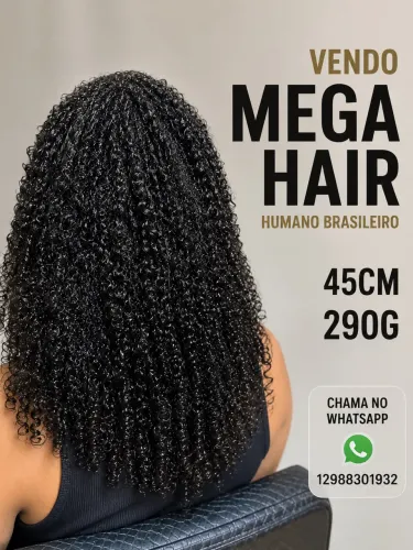 Mega Hair Humano Brasileiro Cacheado 45cm 290g