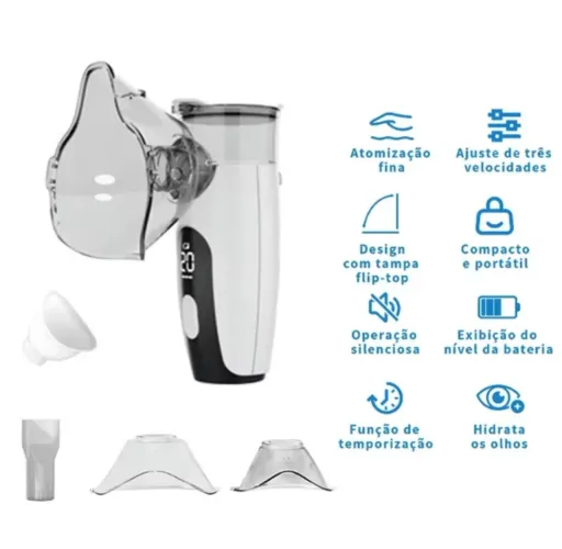 Nebulizador Portátil Ultrassônico Mesh Silencioso USB 3 Modos Adulto Infantil
