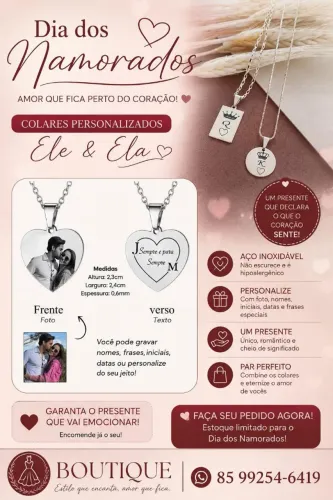 Colar personalizado Dia dos Namorados
