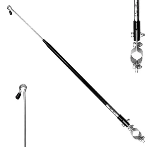 Antena Corta Pipa Linha Moto Aço Inox Guidão Retrátil Preta