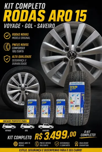 Rodas 15 novas gol,voyage,saveiro,parati+ pneus novos 