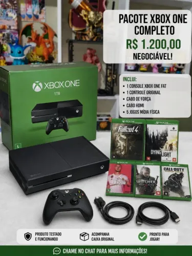 Xbox one 500gb com 5 mídias físicas.