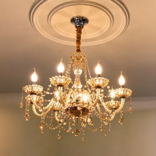 Lustre de Cristal Âmbar 8 braços
