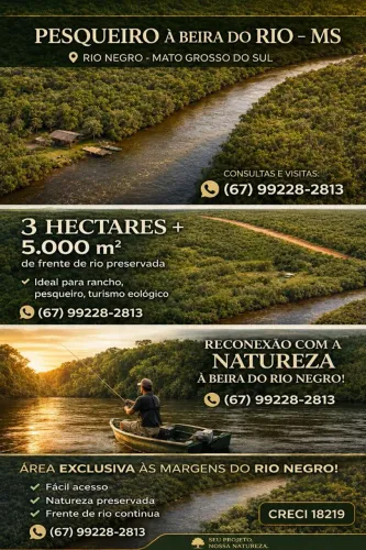 Pesqueiro 3,5 ha com margem do Rio Negro e frente para a BR-419 - R$ 245 mil