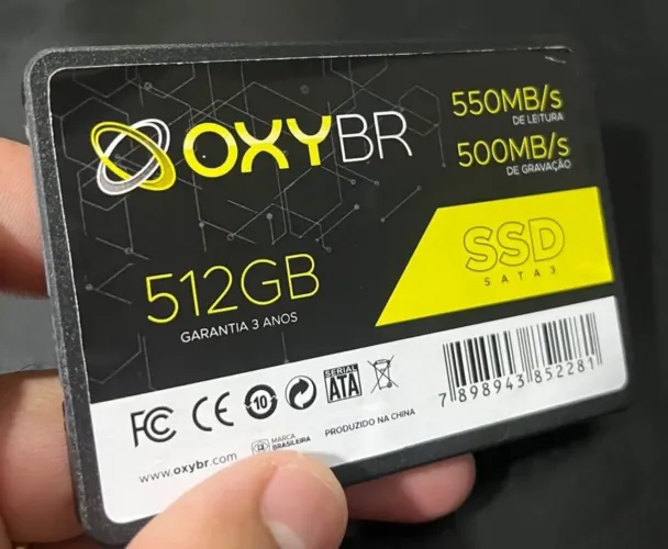 SSD 512 gigas saudável, funcionando perfeitamente.