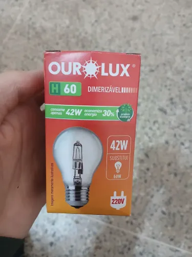 Lâmpada halógena 42w p/ churrasqueira ou esquentar pintinho luz amarela esquenta